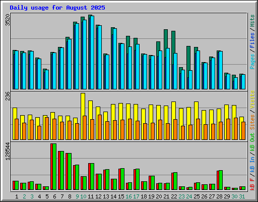 Daily usage for August 2025