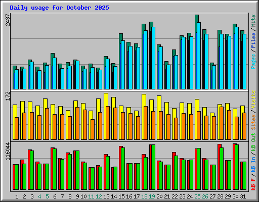 Daily usage for October 2025